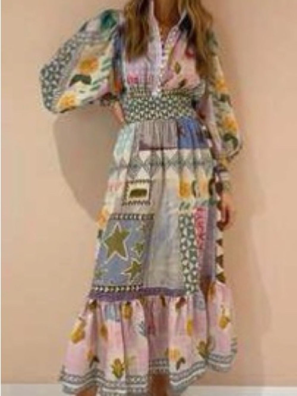 Bohemian Multi-Color Patchwork Maxi Dress